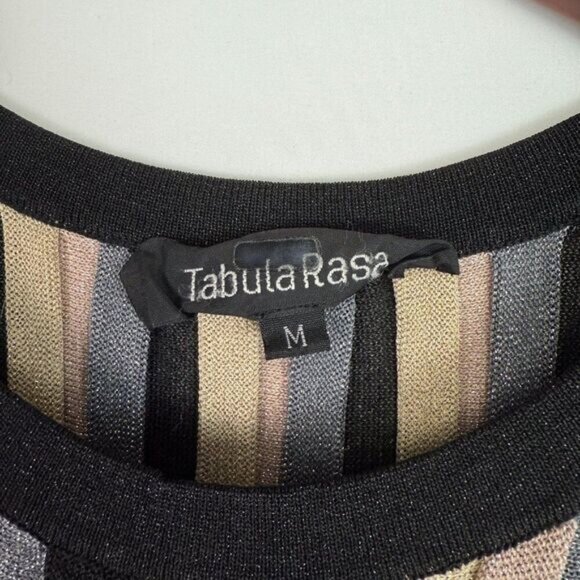 Tabula Rasa Millais Stripe Knit Crew Neck Metallic Party Midi Dress Black M - Picture 7 of 7